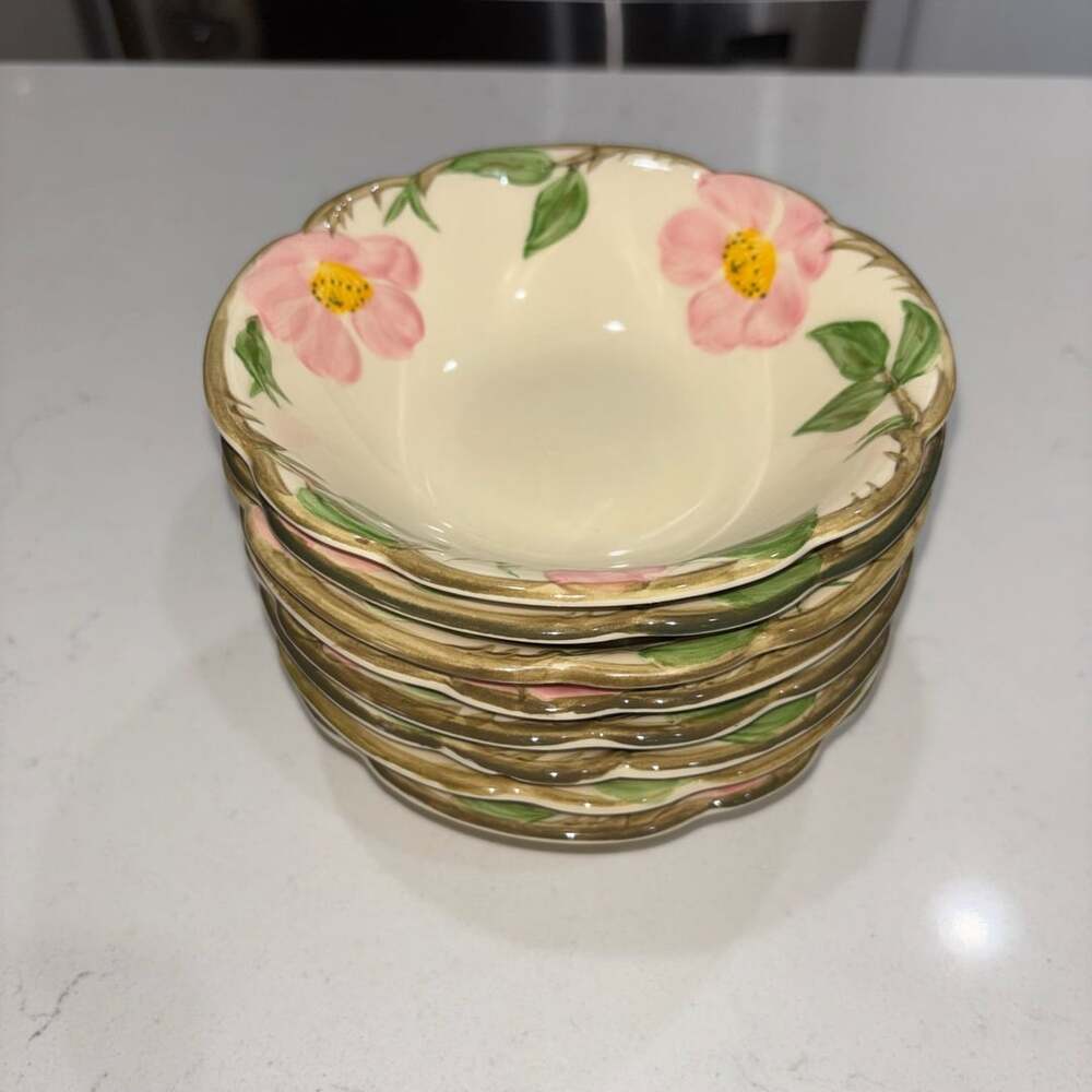 Franciscan Desert Rose 6” Cereal Bowls Set of 8 Pink Floral